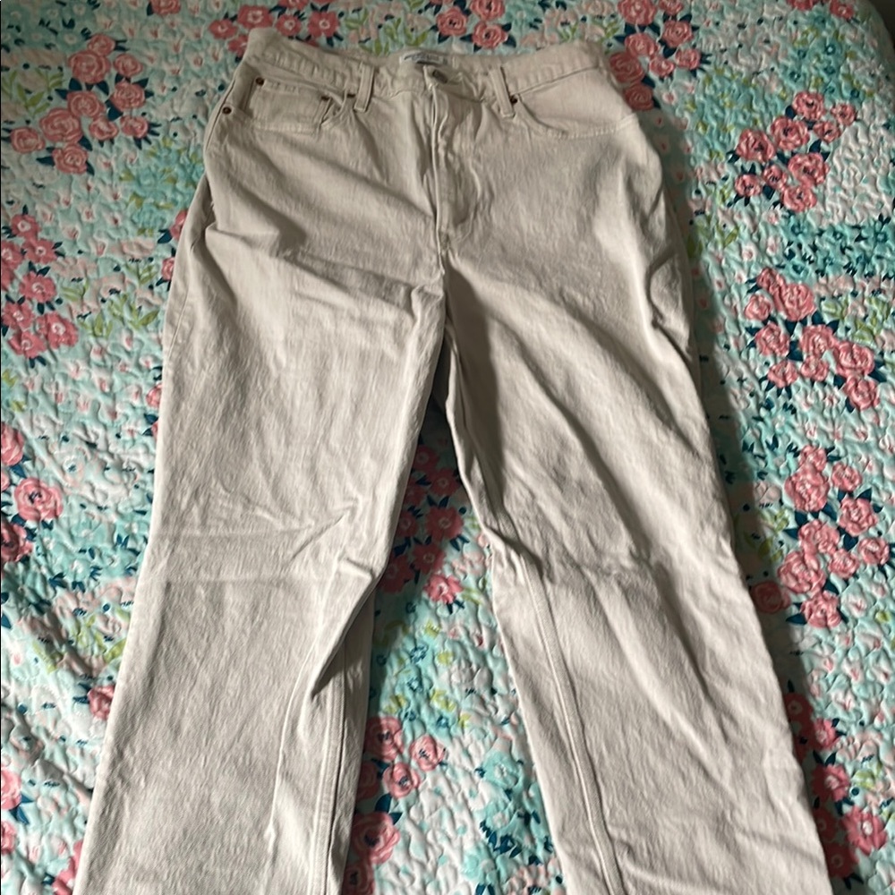 Abercrombie & Fitch Cream Straight Leg Jeans